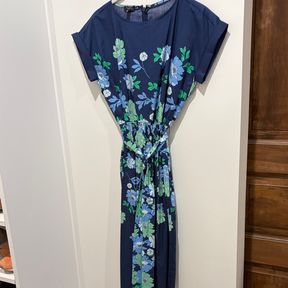 Talbots Navy and Green Floral Maxi Dress